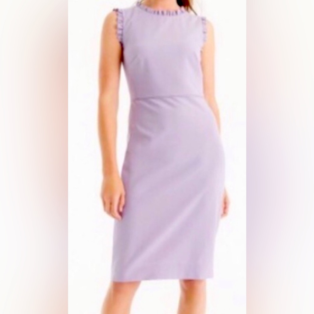 J. Crew Lavender Sleeveless Ruffle Trim Shift Wool Dress 4P